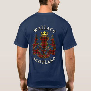 Wallace Clan Abzeichen & Tartan w/Motto T-Shirt