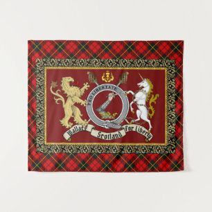 Wallace Clan Abzeichen & Tartan Wandteppich