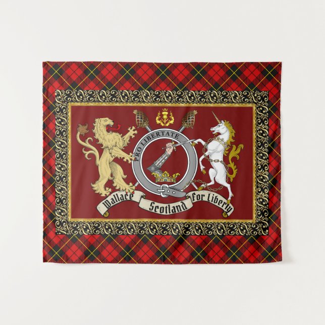 Wallace Clan Abzeichen & Tartan Wandteppich (Vorderseite (Horizontal))