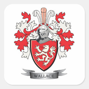 Wallace Familienwappen Coat of Arms Quadratischer Aufkleber