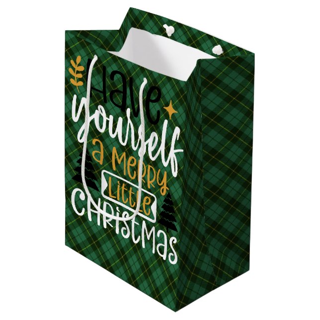Wallace Hunting Ancient Scottish Tartan Gift Bag Mittlere Geschenktüte (Vorderseite Schrägansicht)