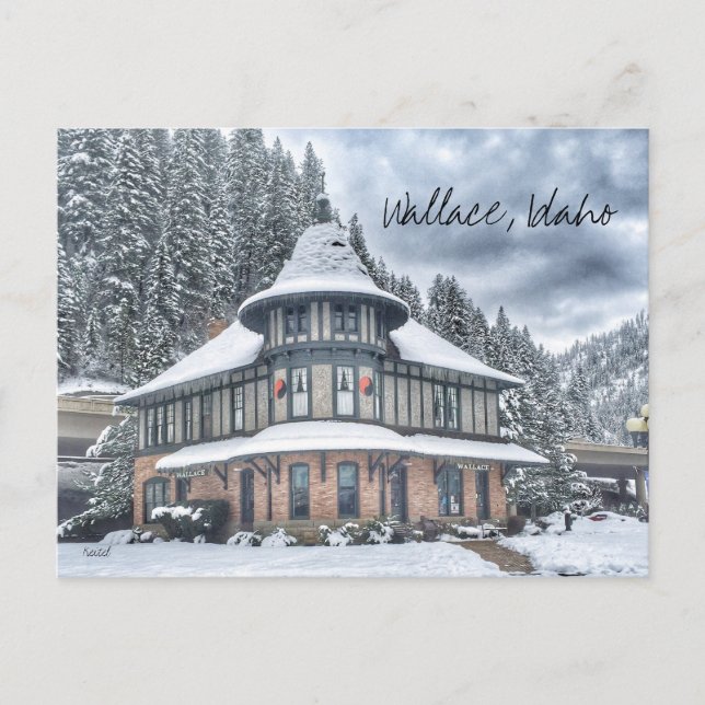 Wallace Idaho Depot im Winter Postkarte (Vorderseite)