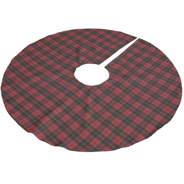 Wallace Red Hunting Scottish Tartan Polyester Weihnachtsbaumdecke (Schrägansicht)