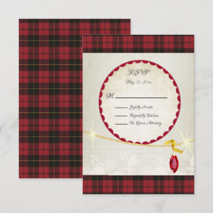 Wallace Red Scottish Tartan Wedding RSVP