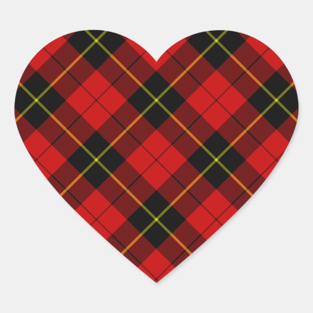 Wallace Red Tartan Herz-Aufkleber (Vorderseite)