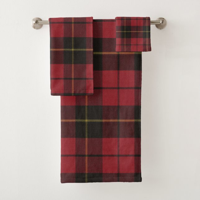 Wallace Red Weathered Tartan Badhandtuch Set (Insitu)