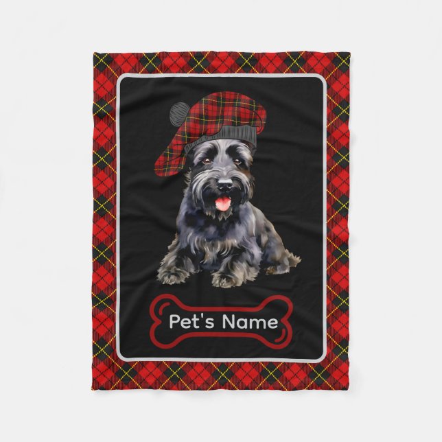 Wallace Scottie Dog Tartan Personalisiert Fleecedecke (Vorderseite)
