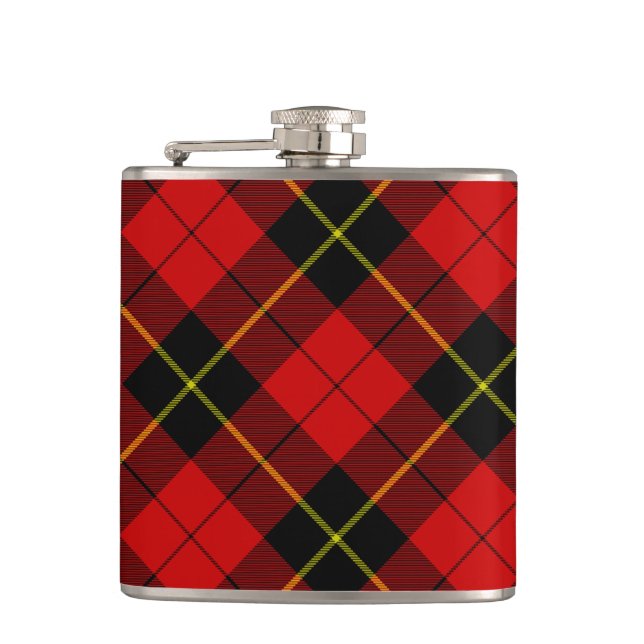 Wallace Tartan Red Black kariert Flachmann (Vorderseite)