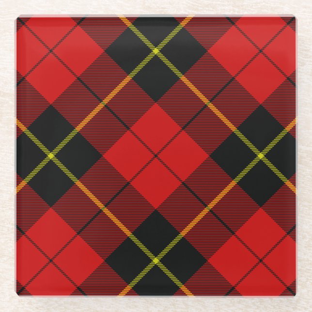 Wallace Tartan Red Black kariert Glasuntersetzer (Vorderseite)