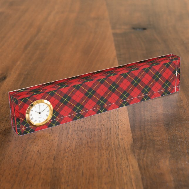 Wallace Tartan Red Black kariert Namensplakette (Seite)