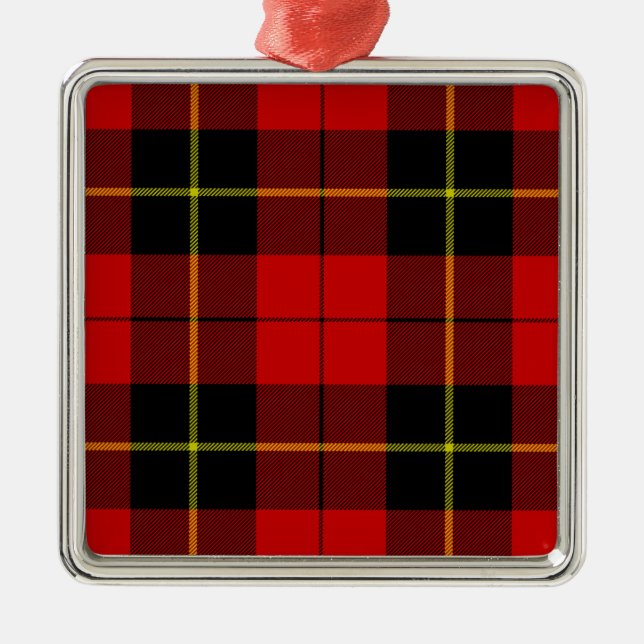 Wallace Tartan Red Black kariert Ornament Aus Metall (Vorne)