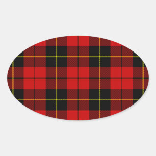 Wallace Tartan Red Black kariert Ovaler Aufkleber