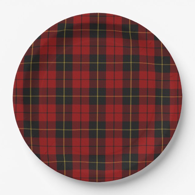 Wallace-Tartan-Schottenclan-Karo Pappteller (Vorderseite)