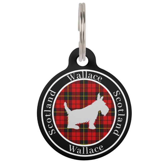 Wallace Tartan & Scottie Dog Personalisiert Haustiermarke (Vorderseite)