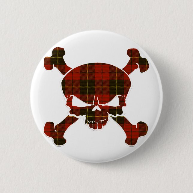Wallace Tartan Skull No Banner Button (Vorderseite)