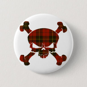 Wallace Tartan Skull No Banner Button