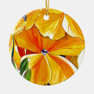 Wallblumengeschmückte originale Aquarellkunst Keramikornament