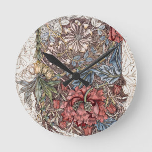 WALLCLOCK : WILLIAM MORRIS : HONEYSUCKLE + TULIP RUNDE WANDUHR