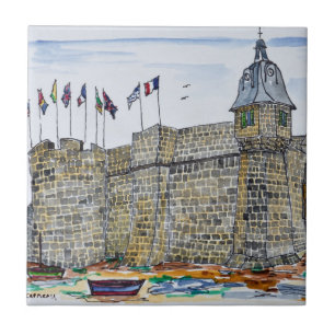 Wälle und Tor von Concarneau Bretagne, Frankreic Fliese