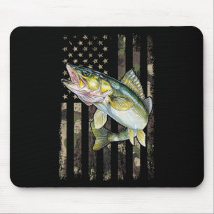 Walleye Camo Amerikanische Flagge Mousepad