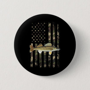 Walleye Camouflage American Flag1 Button