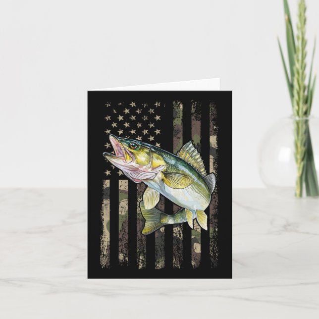 Walleye Camouflage American Flag Karte (Vorderseite)