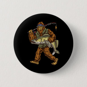 Walleye Fischen Sauger Jagd Bigfoot Fischer Button
