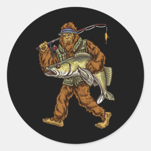Walleye Fischen Sauger Jagd Bigfoot Fischer Runder Aufkleber