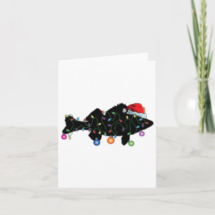 Walleye Fishing Funny Christmas Lights Fische Sant Karte