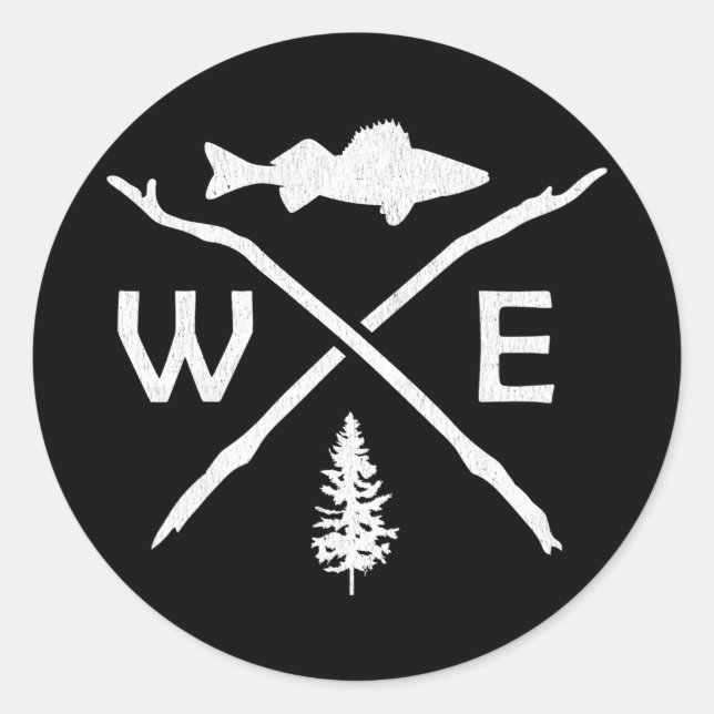 Walleye Fishing Outdoor Compass Fisherman Gift  Runder Aufkleber (Vorderseite)