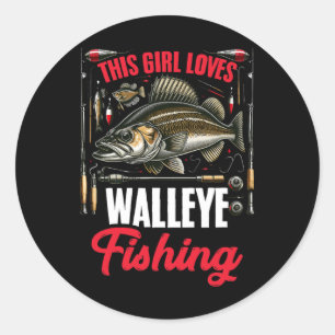 Walleye Jagd Fische Angler Dieses Mädchen Lieben W Runder Aufkleber