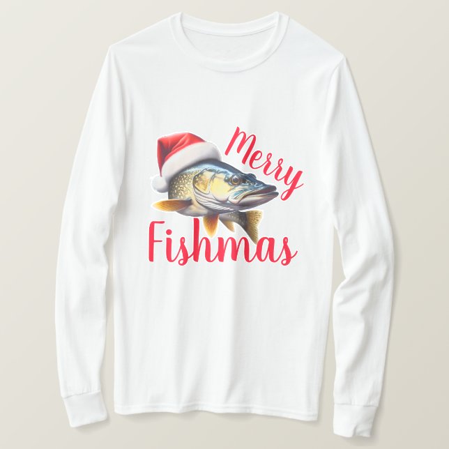Walleye "Merry Fishmas" Ugly Christmas T-Shirt (Design vorne)