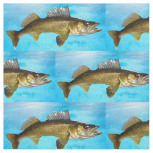 Walleye Muster auf blauer Fabric Stoff
