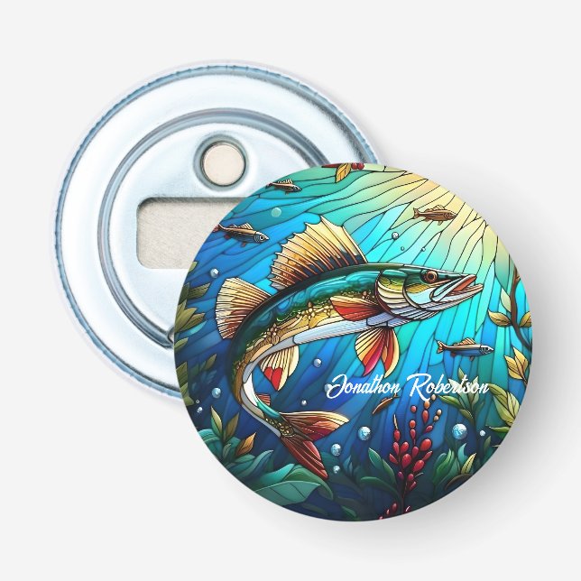 Walleye Pike im Lake Modern Flaschenöffner (Vorderseite)