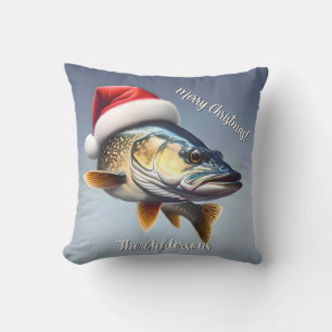 Walleye Tragen eine Weihnachtsmannmütze Weihnachte Kissen