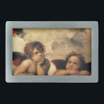 Wallfahrtskirche Madonna del Sasso Rechteckige Gürtelschnalle<br><div class="desc">Sistine Madonna (Detail) (c. 1512-1514). Künstler: Raphael Sanzio (1483-1520) oder einfach Raphael oder Raffaello. Sistine Madonna (Detail) ist ein Vintages religiöses Portraitbild aus der Renaissance mit zwei Engeln,  die nach oben in Richtung Wolken und Himmel schauen.</div>