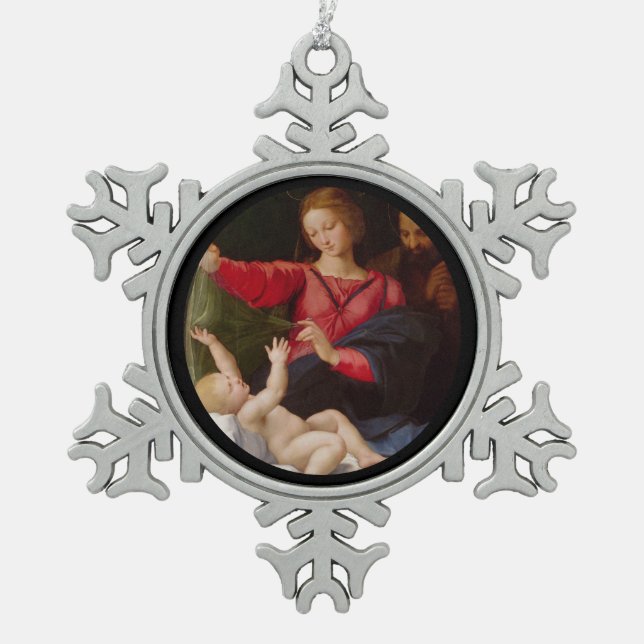 Wallfahrtskirche Madonna del Sasso Schneeflocken Zinn-Ornament (Vorderseite)