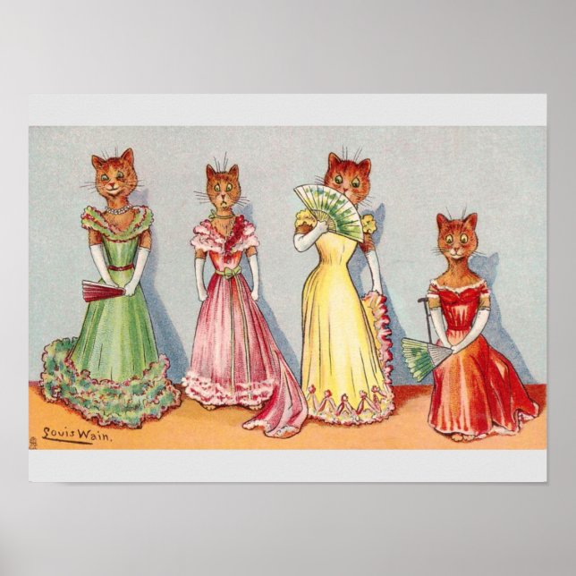 Wallflower Cats von Louis Wain Poster (Vorne)