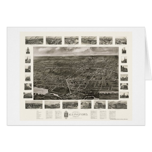 Wallingford, panoramische Karte CT - 1905 (Vorderseite (Horizontal))