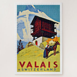 Wallis Schweiz Bauernhaus Berg Vintage Puzzle
