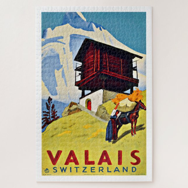 Wallis Schweiz Bauernhof Vintag Puzzle (Vertikal)