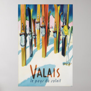 Wallis Schweiz Vintage-Ski-Reiseplakat Poster