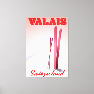 Wallis Schweiz Vintage Stil Skiplakat Leinwanddruck