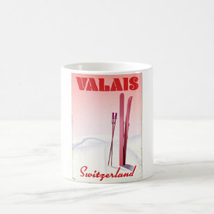 Wallis Schweiz Vintage Stil Skiplakat Verwandlungstasse