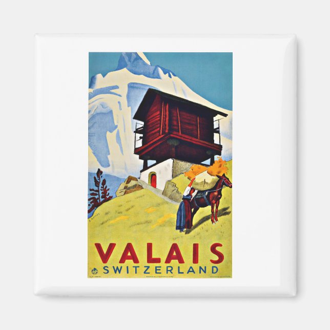 Wallis Schweiz Vintage Travel Magnet (Vorne)