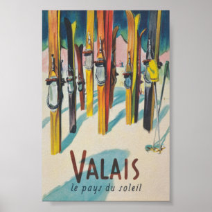 Wallis Schweiz Vintages Skiposter Poster