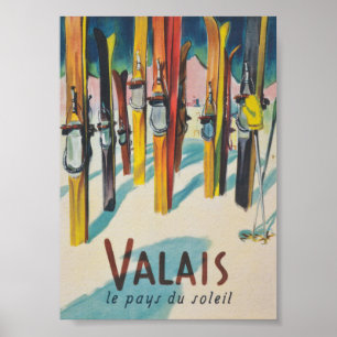 Wallis Schweiz Vintages Skiposter Poster