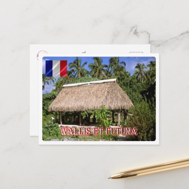 Wallis und Futuna - Fale auf Faioa - Postkarte (Vorderseite/Rückseite Beispiel)