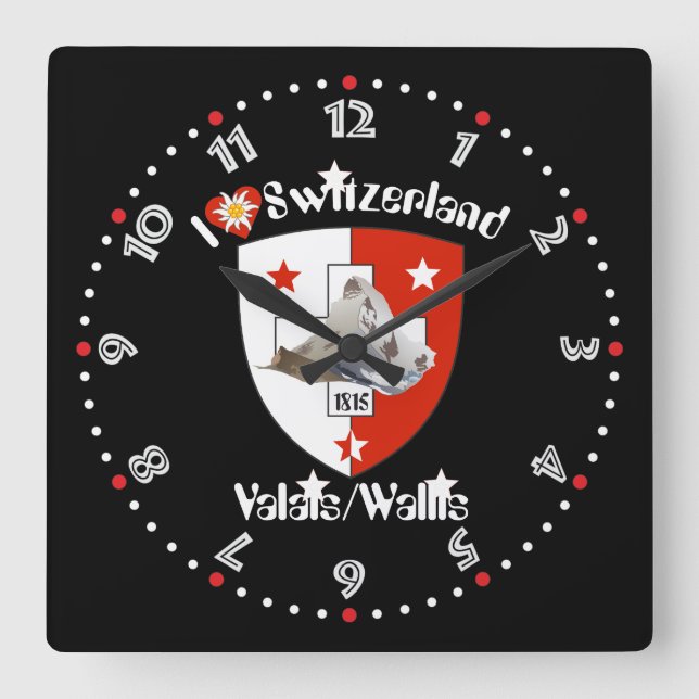 Wallis Valais Schweiz Uhr (Vorderseite)