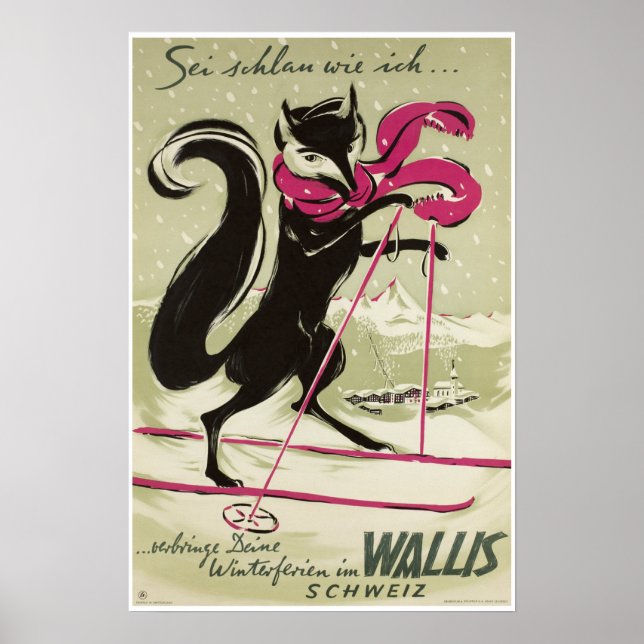 Wallis, Wallis, Schweiz, Skiplakat Poster (Vorne)